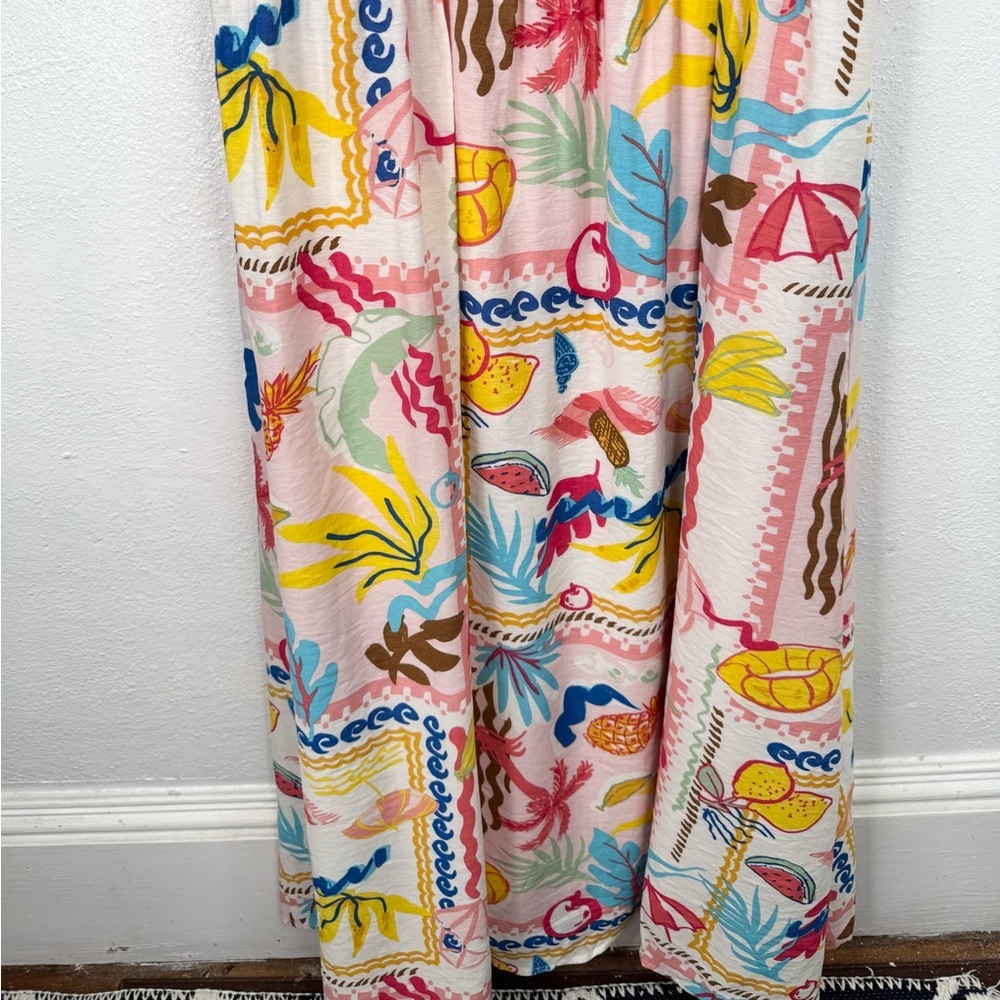 Blu Pepper Maxi Sundress Womens Size M Tropical Beach Summer Print Smocked Back - Picture 4 of 8